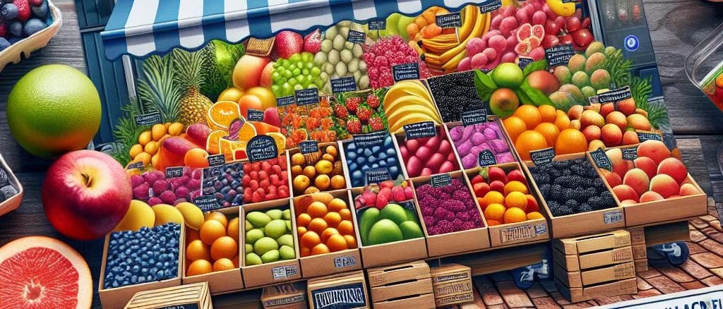 assortment of French fruits with various packaging options