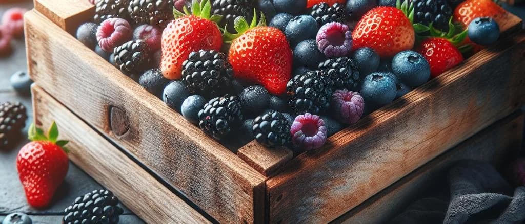 fresh berries assortment displayed in eco-friendly packaging