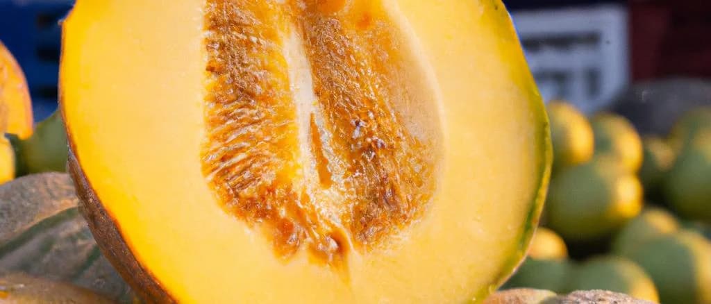 fresh muskmelons on display with diverse packaging options