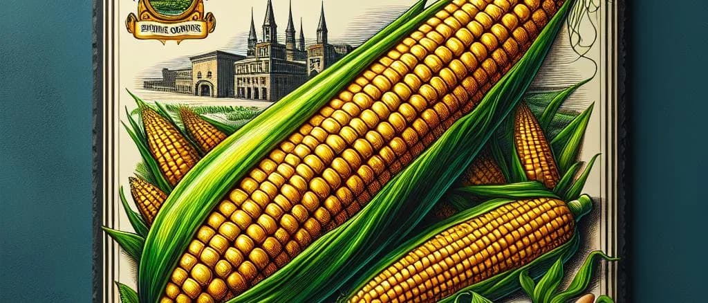 Three varieties of fresh sweet corn with green husks and yellow kernels on a rustic wooden table