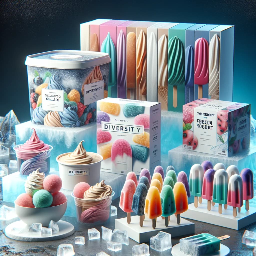 assorted frozen desserts in various packaging varieties showcasing private label and bulk options