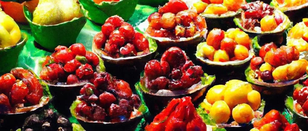 assorted fruit charlottes with various packaging on a wooden table