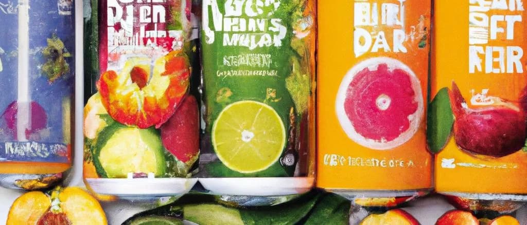 craft fruit IPA beer bottles with vibrant labels