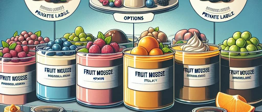 fruit mousse variations with elegant packaging on a wooden background