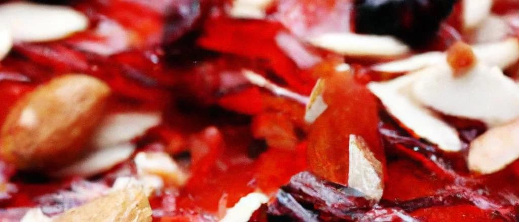 Three variations of fruit turrón with vibrant packaging on a wooden table background