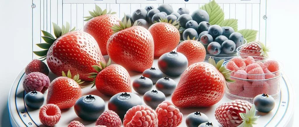 fresh berries display with various packaging options