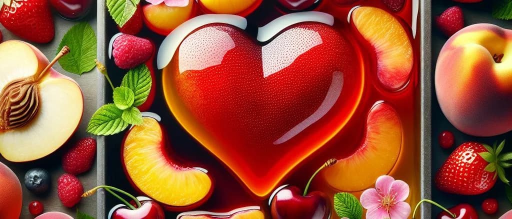 varied jars of fruits in syrup with different packaging on a wooden background