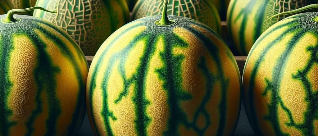 Close-up of fresh Galia melons with cut slices showcasing juicy texture
