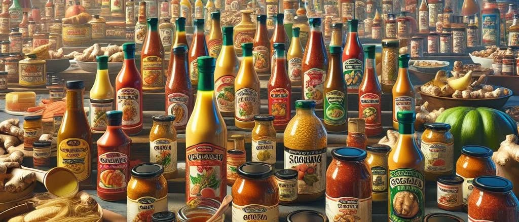 variations of ginger roots and powdered ginger on a rustic wooden background