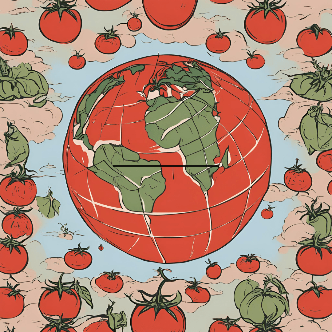 Picture of the world in tomato red