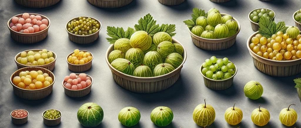 assortment of gooseberry varieties in eco-friendly packaging