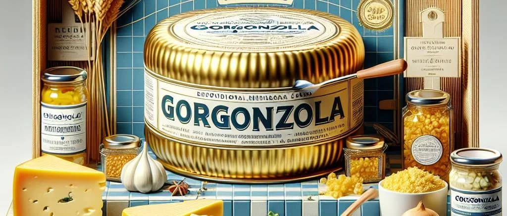 assorted gorgonzola cheese blocks with varied textures on a rustic wooden board