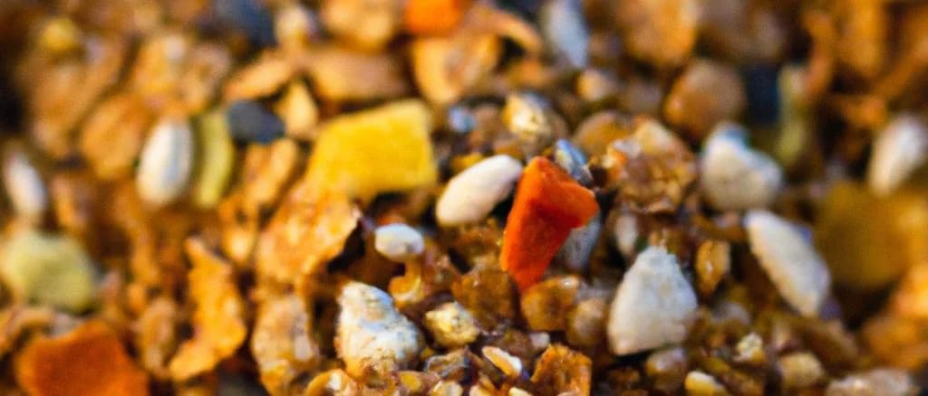 Various granola product variations with different packaging on rustic wooden background