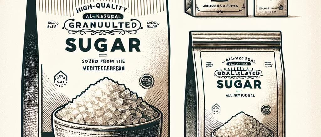 Various types of granulated sugars with different textures and packaging options