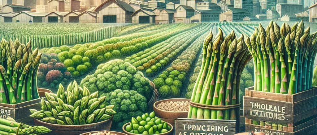 fresh green asparagus on different backgrounds, showcasing various packaging options