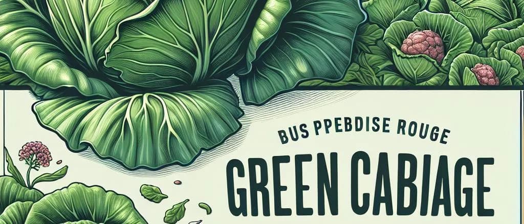 variety of fresh green cabbage heads with customizable packaging options on a wooden background