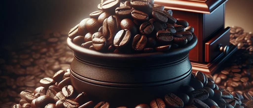 Assorted ground coffee blends in eco-friendly packaging on a rustic wood background