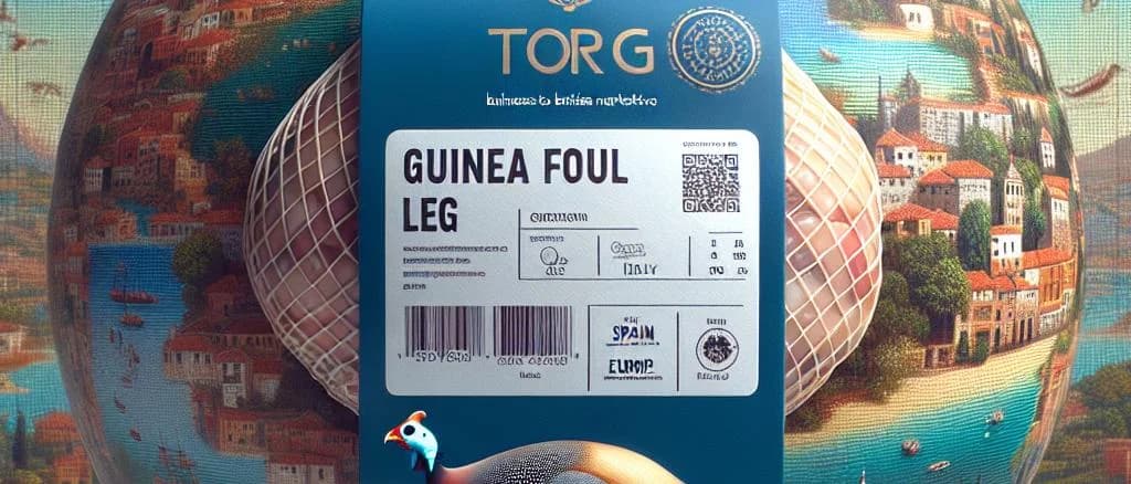 variety of packaged Guinea Fowl Leg cuts on a rustic wooden background