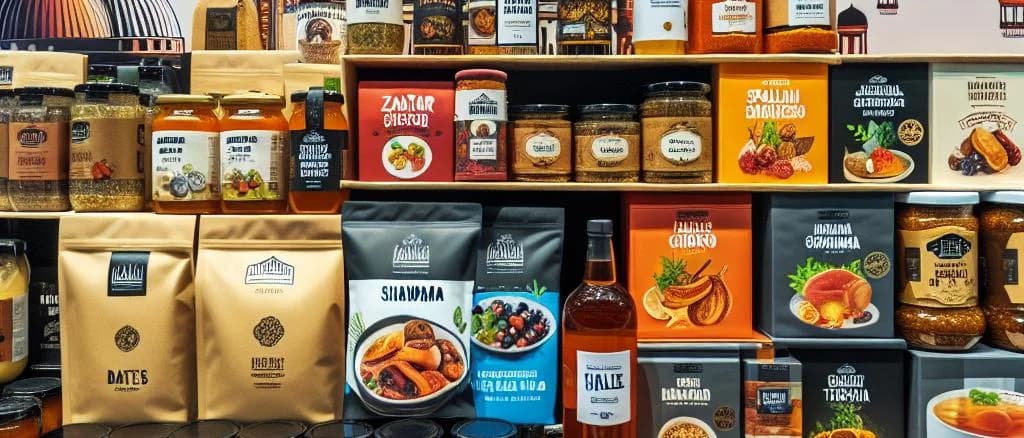 diverse halal product selection with various packaging
