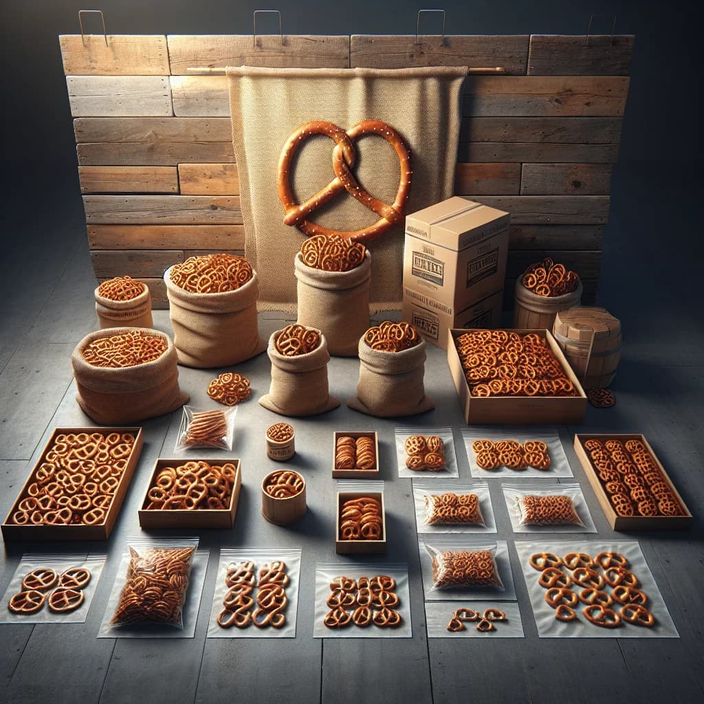 variety of hard pretzels in bulk packaging for B2B buyers