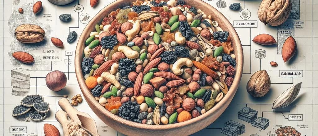 various high-fiber foods in eco-friendly packaging on wooden table