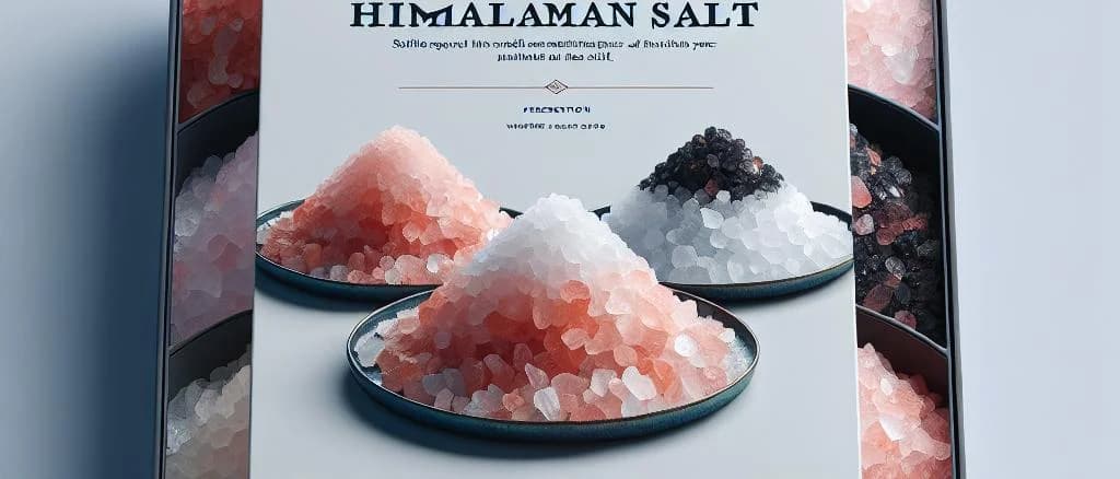 Himalaya salt with packaging variations in a natural setting