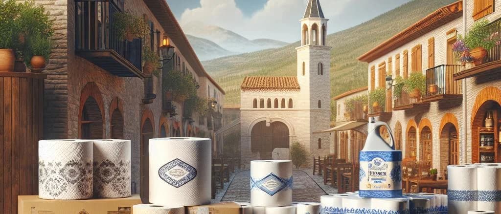 Various types of eco-friendly household paper products on a shelf