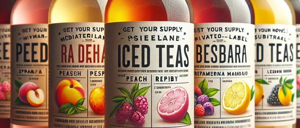 Assorted iced tea bottles with various flavors and packaging on a wooden table
