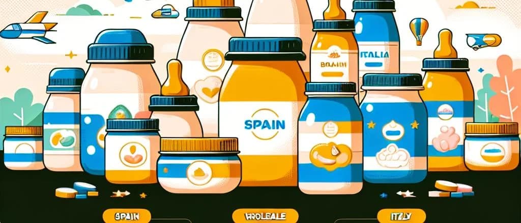 Assortment of infant formula cans with diverse packaging designs