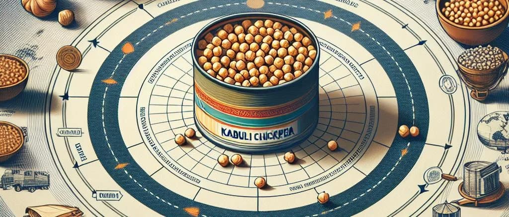 Diverse assortment of Kabuli Chickpea packaging on a wooden background