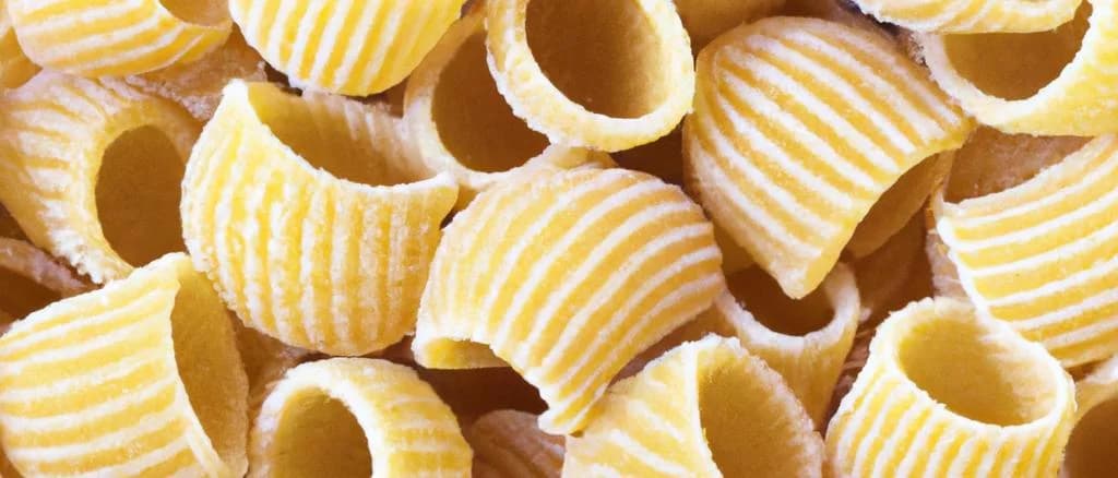 Khorasan pasta varieties in eco-friendly packaging on rustic wooden background