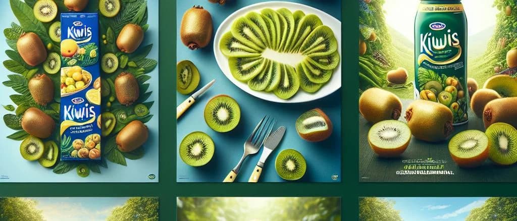 various kiwi packaging options on a wooden table