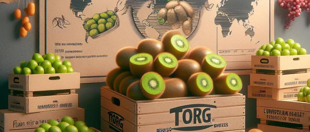 Various packaging styles of kiwifruit on natural textured background
