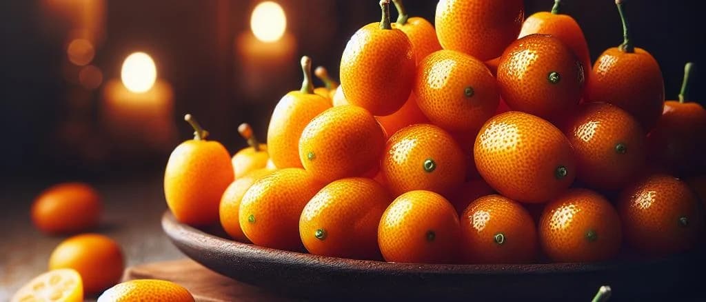 Kumquats with diverse packaging and variations on a bright background