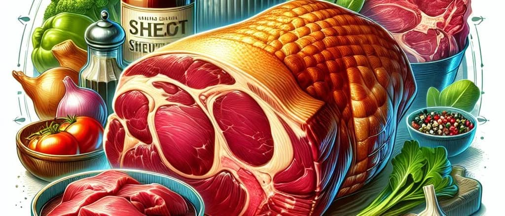 Various lamb shoulder cuts with diverse packaging options on a wooden background