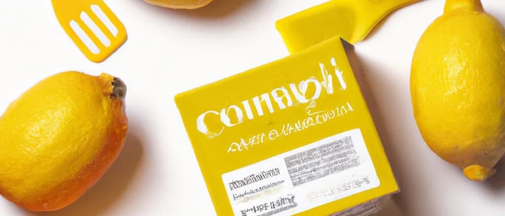 Lemon Jam jars with vibrant packaging on a wooden background