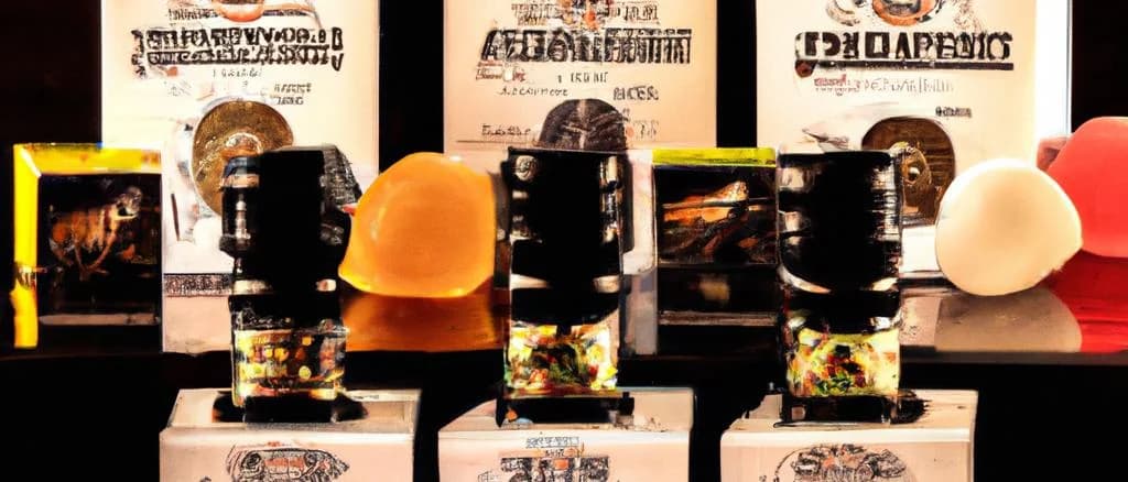 Assorted liqueur bonbons with luxury packaging on elegant display