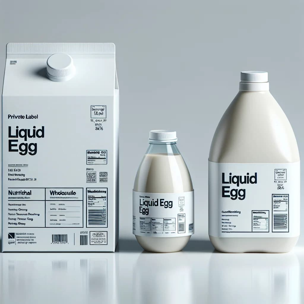variety of liquid eggs packaging in bulk and wholesale options on a clean white background