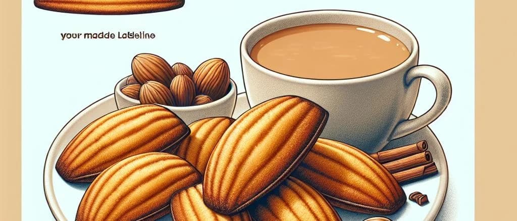 Long madeleines in various packaging options on a rustic wooden background