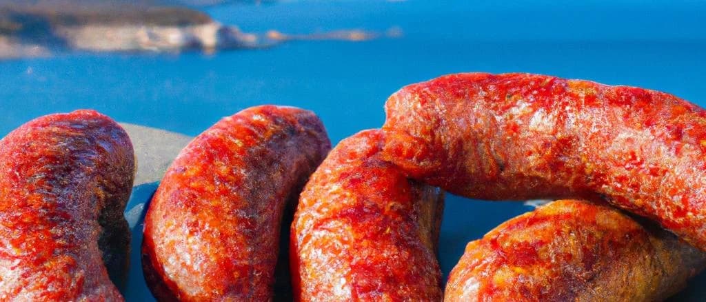 Lorrain sausages in various packaging styles on a rustic wooden background