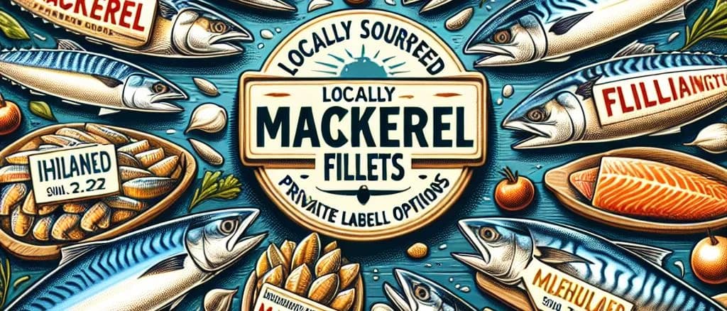 Variety of packaged mackerel fillets on different backgrounds
