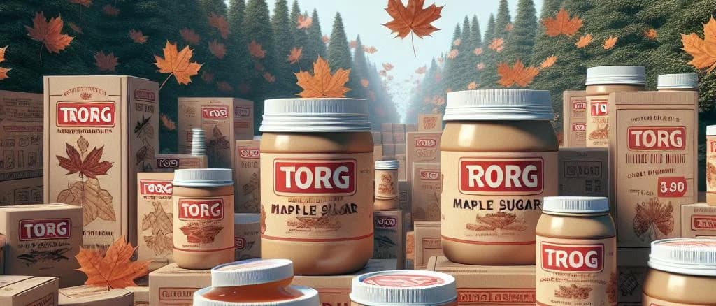 Varieties of maple sugar showcasing different packaging options