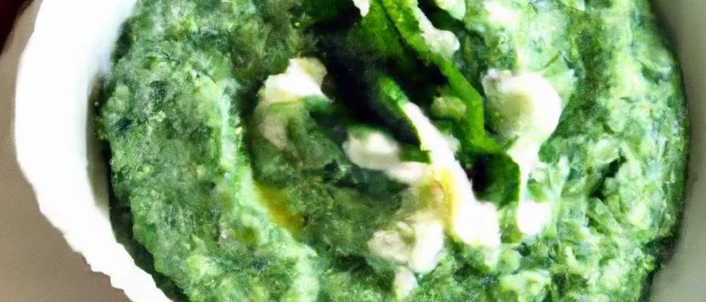 various mashed spinach packaging options on a wooden background