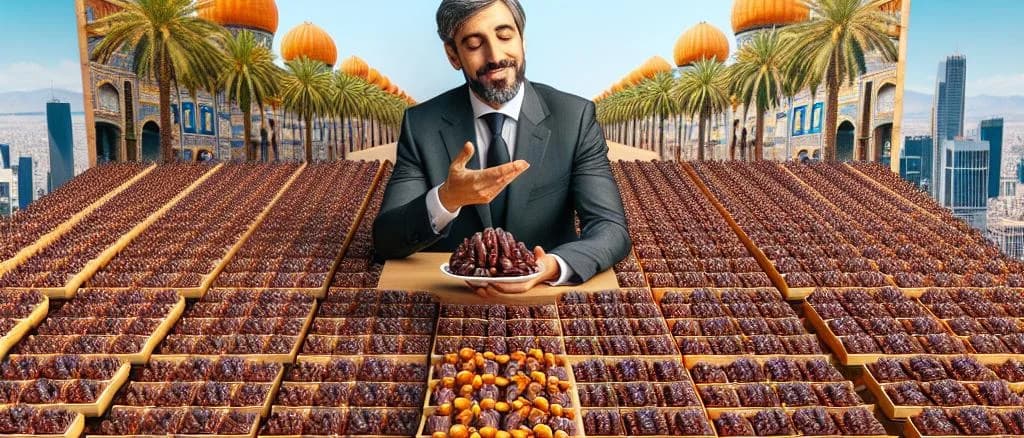 Assorted Medjool dates displayed with different packaging options on a wooden table