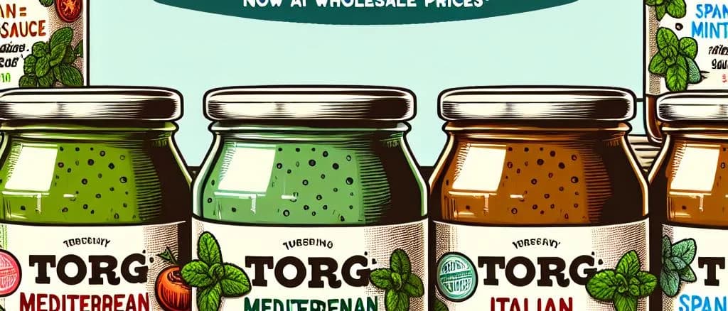 variety of mint sauces in jars on a wooden table