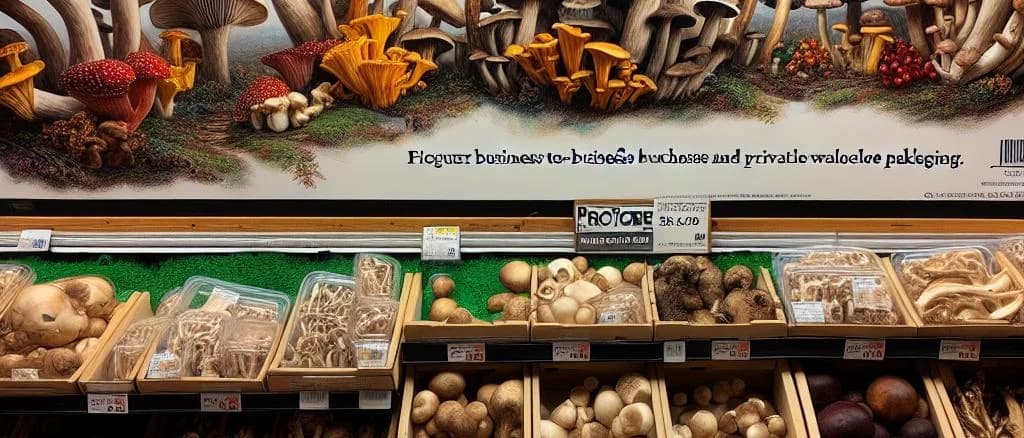 assorted mixed mushrooms with different packaging and backdrop