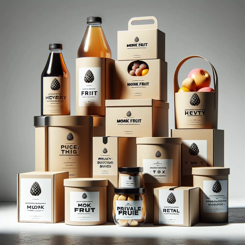 packaging variations of monk fruit products for wholesale and private label sourcing