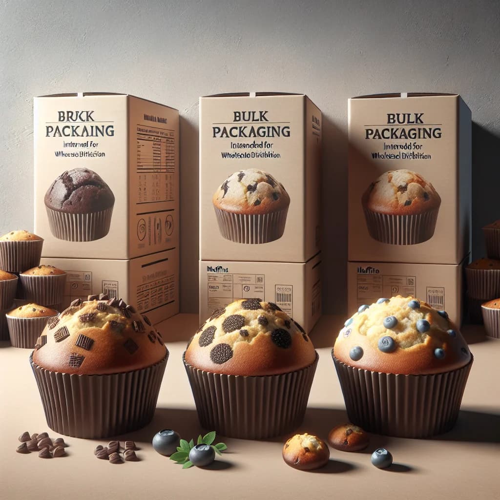 assorted muffins in different flavors with creative packaging on a neutral background