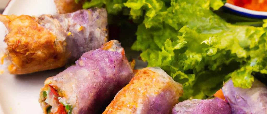 assortment of Nems with various fillings on wooden platters