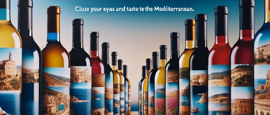 Nero D'Avola wine bottles on rustic vineyard background